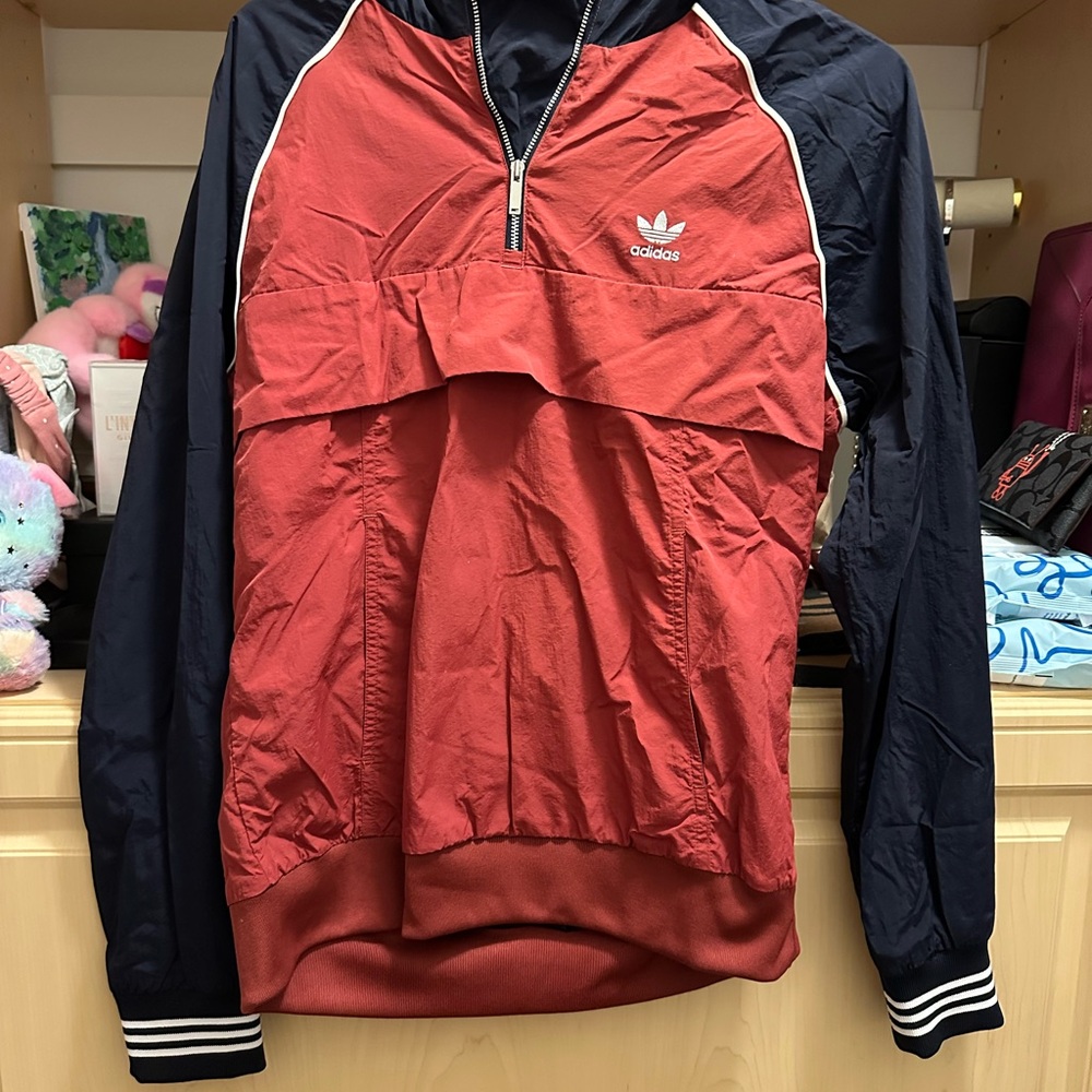 Adidas Red and Black Windbreaker